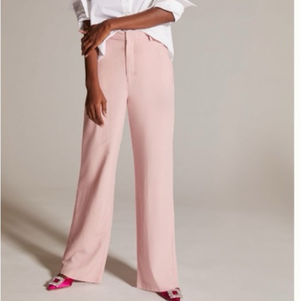 En Saison Valeria Trousers Pants Wide Leg Flowy Pastel Pink Small Anthropologie